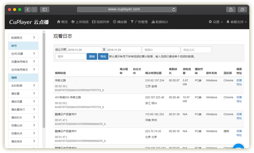 酷播云_数据统计功能